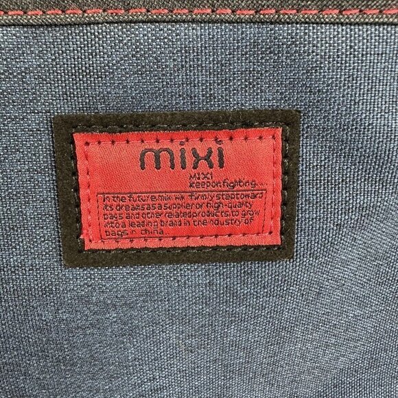 Mixi Messenger Bag Blue Canvas Mens Crossbody Travel Keep On Fighting Brand New - Picture 7 of 12